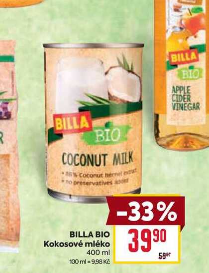 BILLA BIO Kokosové mléko 400 ml