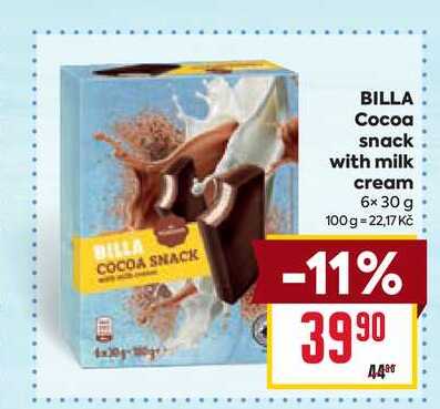BILLA Cocoa snack with milk cream 6x30 g
