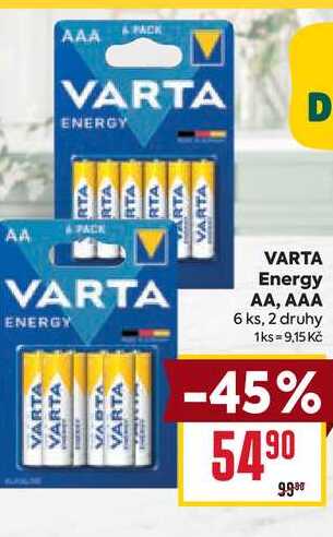 VARTA Energy AA, AAA 6 ks, 2 druhy
