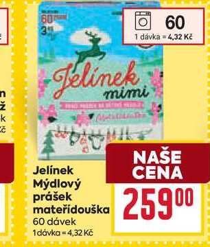 Jelínek Mýdlový prášek mateřídouška 60 dávek