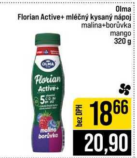 Olma Florian Active+ mléčný kysaný nápoj malina+borůvka mango 320 g