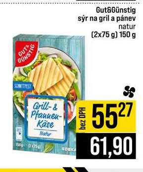 Gut&Günstig sýr na gril a pánev natur (2x75 g) 150 g 