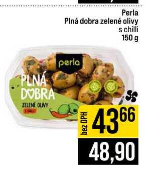 Perla Plná dobra zelené olivy s chilli 150 g