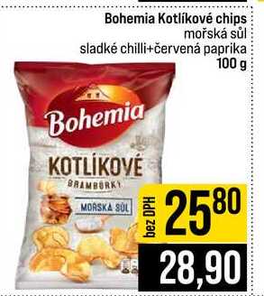 Bohemia Kotlíkové chips mořská sůl sladké chilli+červená paprika Bohemia 100 g