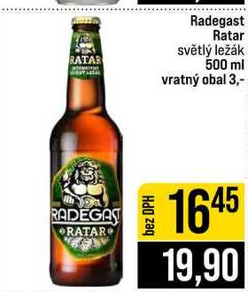 Radegast Ratar světlý ležák 500 ml