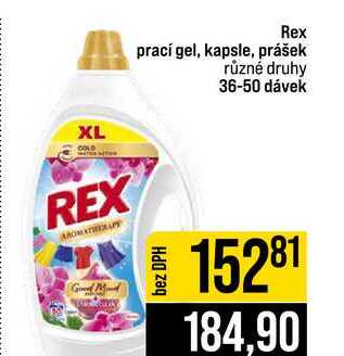 Rex prací gel, kapsle, prášek různé druhy 36-50 dávek