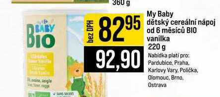 My Baby dětský cereální nápoj od 6 měsíců BIO vanilka 220 g 