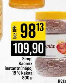 Simpl Kaomix instantní nápoj 15% kakaa 800 g