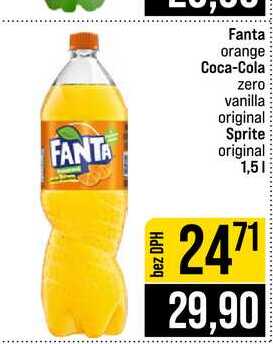 Fanta orange Coca-Cola zero vanilla original Sprite original 1,5l