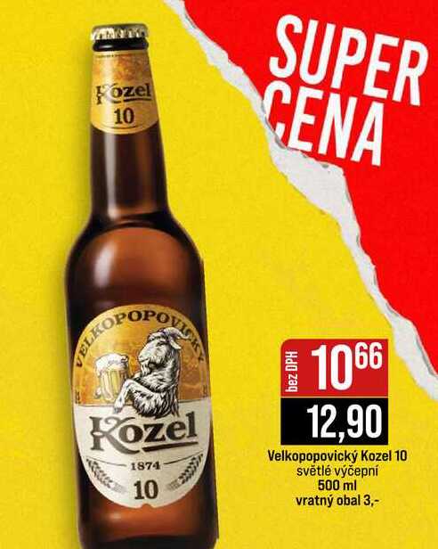 Velkopopovický Kozel 10 světlé výčepní 500 ml