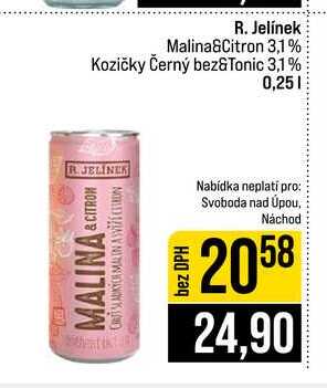R. Jelínek Malina&Citron 3,1% Kozičky Černý bez&Tonic 3,1% 0,25l