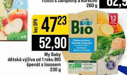 My Baby dětská výživa od 1 roku BIO špenát s lososem 230 g