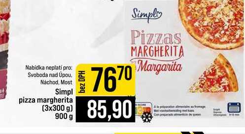 Simpl pizza margherita 3x300 g 900 g