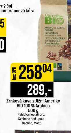 Zrnková káva z Jižní Ameriky BIO 100% Arabica 500 g