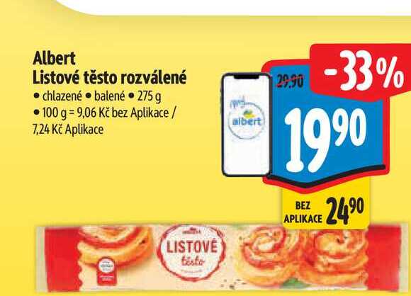 Albert Listové těsto rozválené 275 g