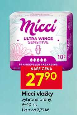 Micci vložky vybrané druhy 9-10 ks