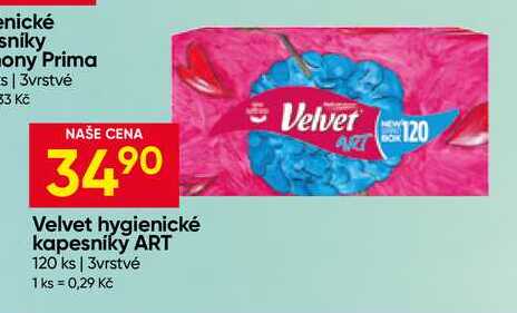 Velvet hygienické kapesníky ART 120 ks, 3vrstvé