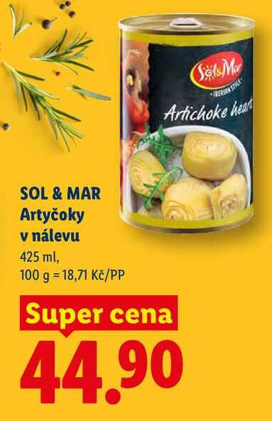 SOL & MAR Artyčoky v nálevu, 425 ml 