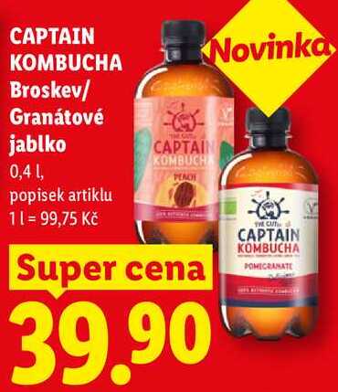 CAPTAIN KOMBUCHA Broskev/ Granátové jablko, 0,4 1