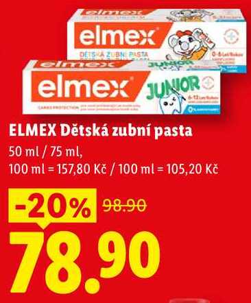 ELMEX Dětská zubní pasta, 50 ml / 75 m