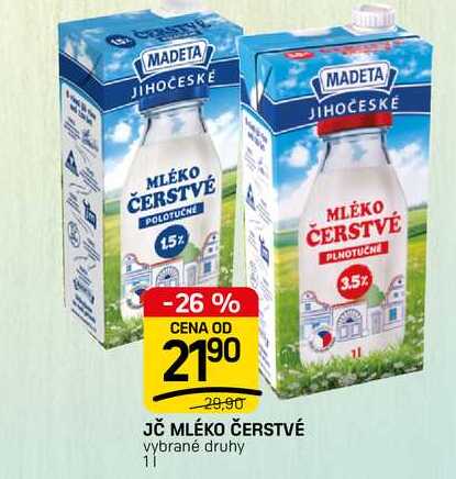 JČ MLÉKO ČERSTVÉ vybrané druhy 1l