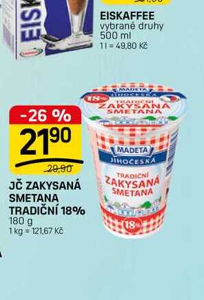 JČ ZAKYSANÁ SMETANA TRADIČNÍ 18% 180 g  v akci