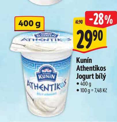 Kunín Athentikos Jogurt bílý 400 g