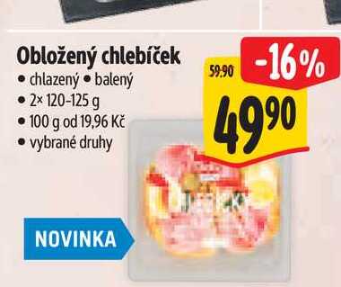 Obložený chlebíček 2x120-125 g