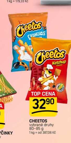 CHEETOS vybrané druhy 80-85g