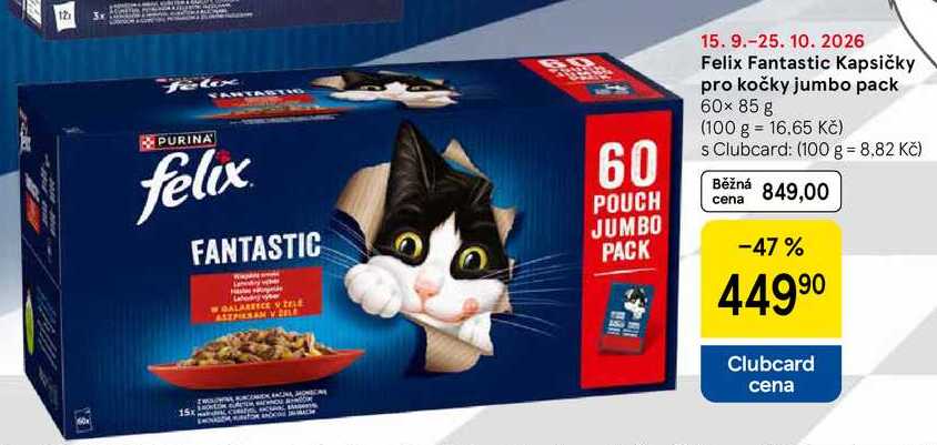 Felix Fantastic Kapsičky pro kočky jumbo pack, 60× 85 g