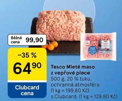 Tesco Mleté maso z vepřové plece, 500 g