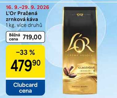 L'Or Pražená zrnková káva, 1 kg