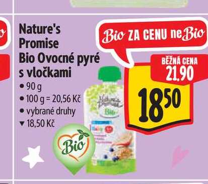 Nature's Promise Bio Ovocné pyré s vločkami  90 g 