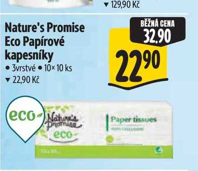 Nature's Promise Eco Papírové kapesníky 3vrstvé 10×10 ks