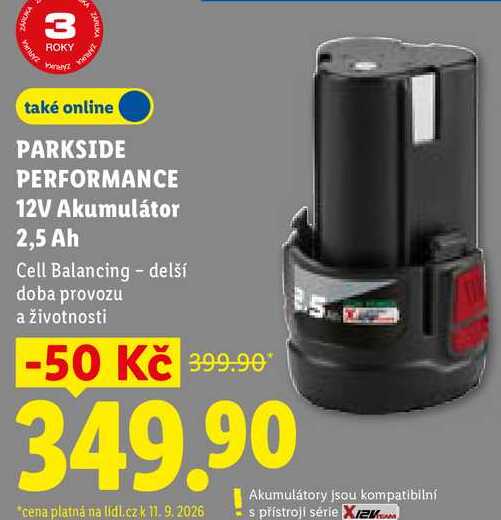 PARKSIDE PERFORMANCE 12V Akumulátor 2,5 Ah