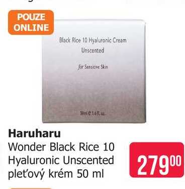 Haruharu Wonder Black Rice 10 Hyaluronic Unscented pleťový krém 50 ml