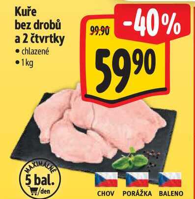 Kuře bez drobů a 2 čtvrtky, 1kg