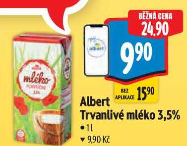 Albert Trvanlivé mléko 3,5%, 11  v akci
