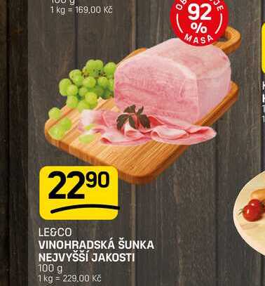VINOHRADSKÁ ŠUNKA NEJVYŠŠÍ JAKOSTI 100 g 