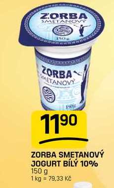 ZORBA SMETANOVÝ JOGURT BÍLÝ 10% 150 g