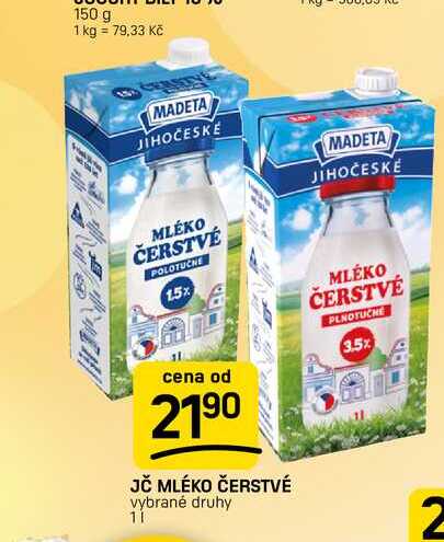 JČ MLÉKO ČERSTVÉ vybrané druhy 1l