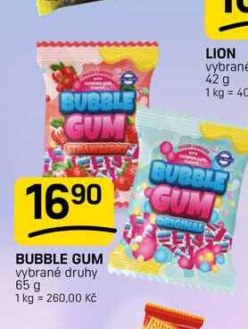 BUBBLE GUM vybrané druhy 65 g