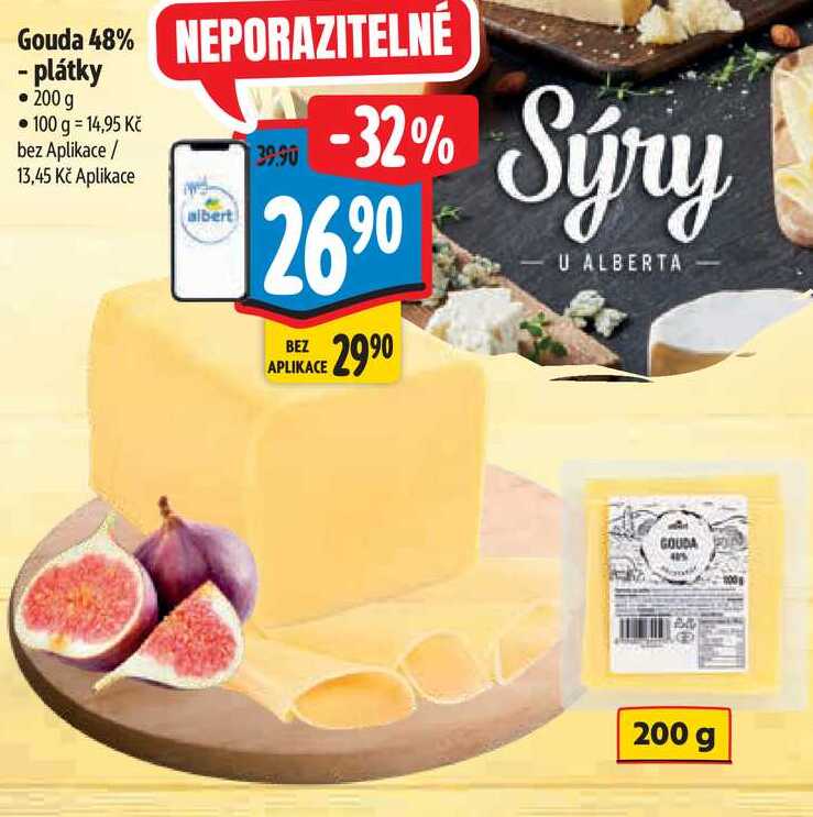 Gouda 48% - plátky, 200 g