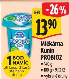 Mlékárna Kunín PROBIO2, 140 g