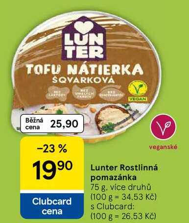 Lunter Rostlinná pomazánka, 75 g, více druhů