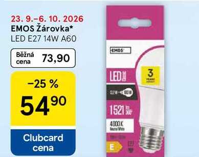 EMOS Žárovka, LED E27 14W A60