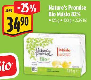 Nature's Promise Bio Máslo 82%, 125 g v akci