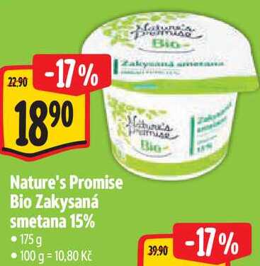 Nature's Promise Bio Zakysaná smetana 15%, 175 g