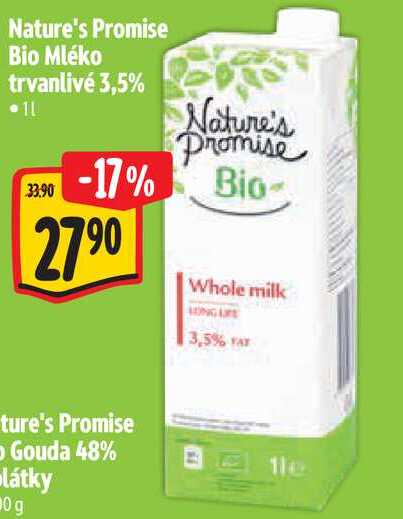 Nature's Promise Bio Mléko trvanlivé 3,5%, 1 l