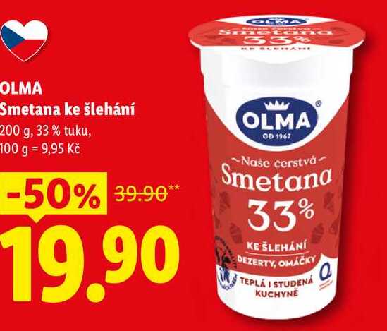 OLMA Smetana ke šlehání, 200 g